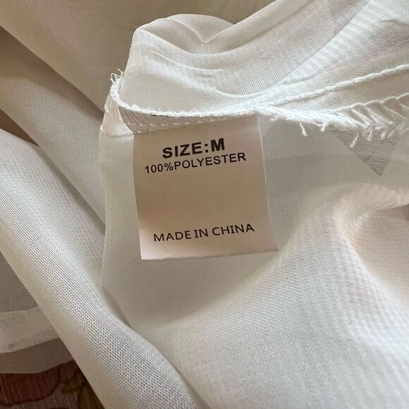 Floral Blouse Top Boho Pullover V neck Long Sleeve Size M - Picture 5 of 5